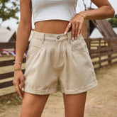 Pantalons décontractés en denim à taille élastique assortis